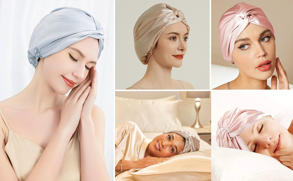 Womens Satin Sleep Turban Soft Twist Knot Head Wrap